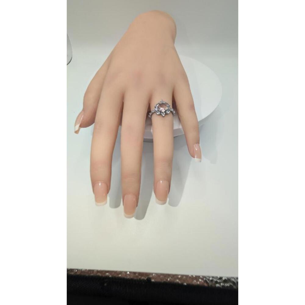 Silver Ring with Pink Gemstone and Intricate Design Size 6 - Picture 9 of 9
